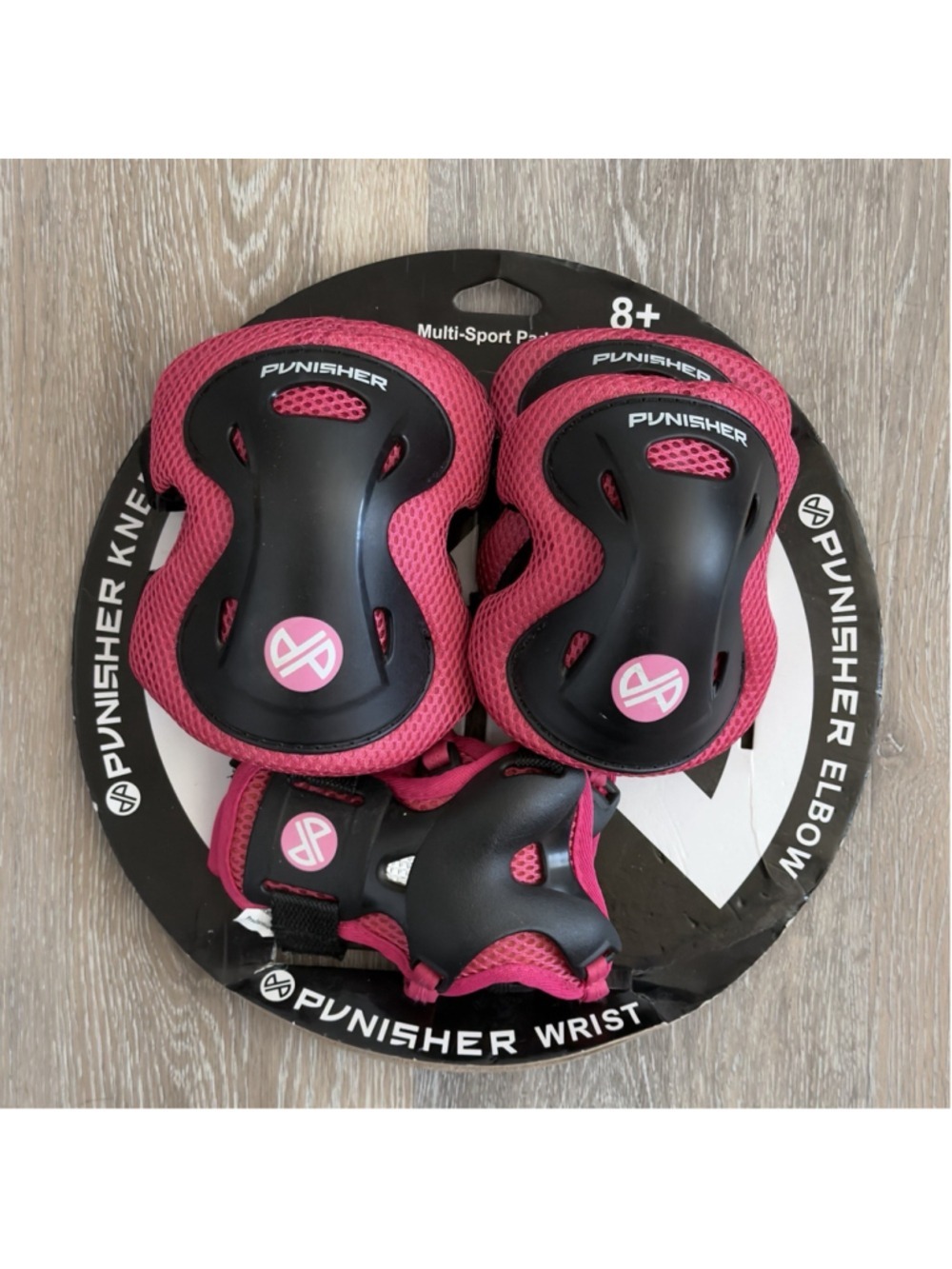 Punisher Skateboards Multi-Sports Protective Pads Set Pink Black New Youth 8+